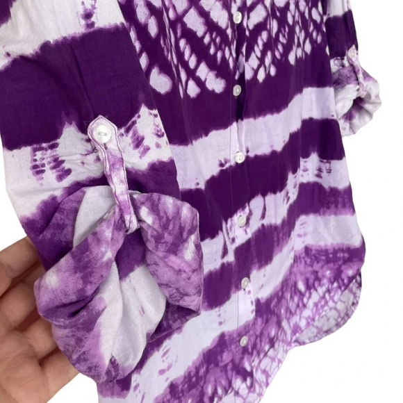 CW Classics Women's Purple & White Tie Dye TCU Horned Frogs Blouse Size Medium - Picture 3 of 5